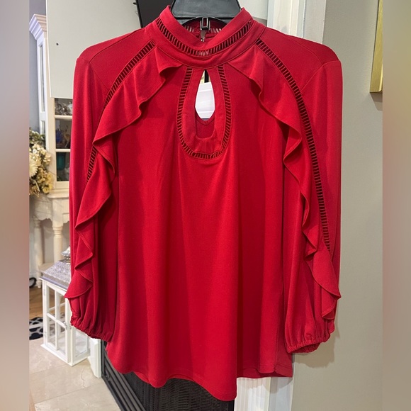 7Th Avenue Design Studio Tops - 7Th Avenue New York & Company Design Studio Ruffle Long Sleeve Blouse Shirt Top